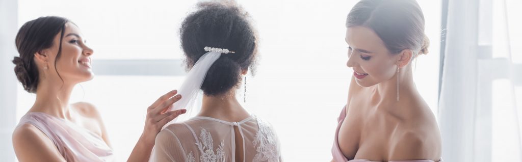 tiny bridal veil for short hair