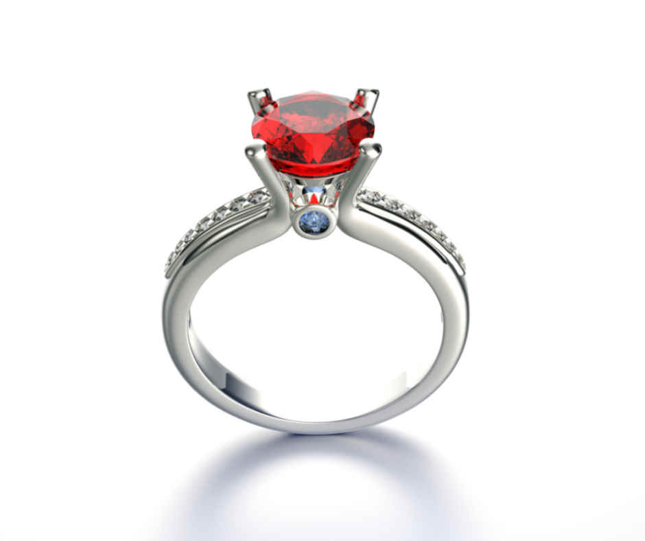 wedding ring with gemstone